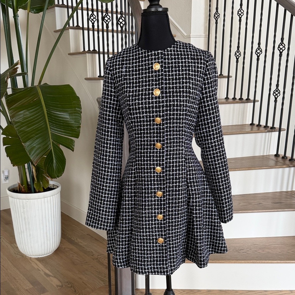 NWT Commense Tweed Black and White Dress (Size M)